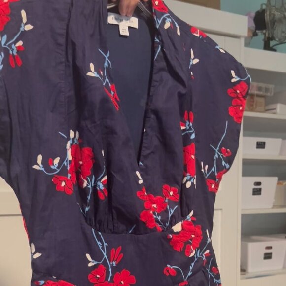 Modcloth Emily and Fin Saunter Sweetly Navy Blue and Red Floral Dress in Size L - Picture 6 of 9